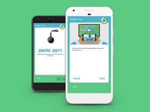 Sample mobile views of the Google Retail Training cards.