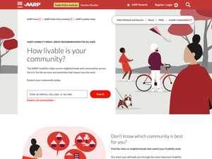 Home screen for the AARP Livability Index.